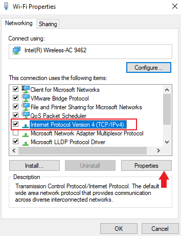 select tcp ipv4 and click on properties